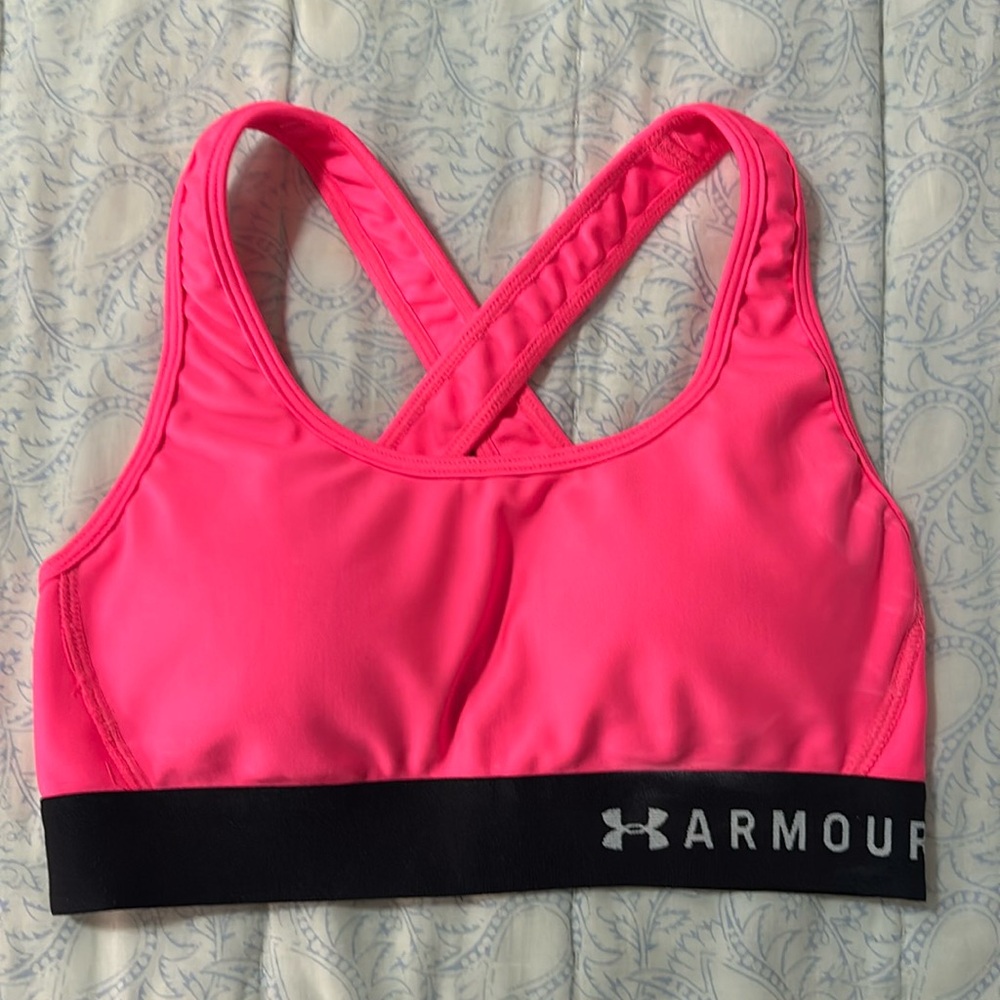 Under Armour Bright Pink compression Sports Bra.